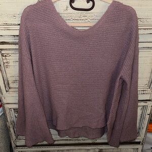 Women's Purple Knit Sweater with flare sleeves